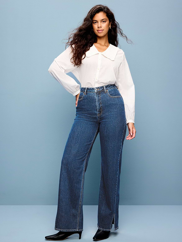 Extra High-Waisted Twisted Seam Wide-Leg Jeans