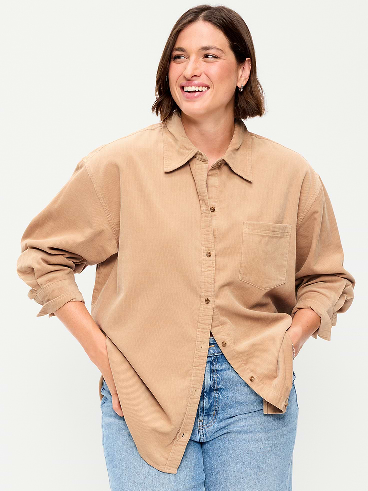 Image number 5 showing, Oversized Boyfriend Button-Down Corduroy Shirt