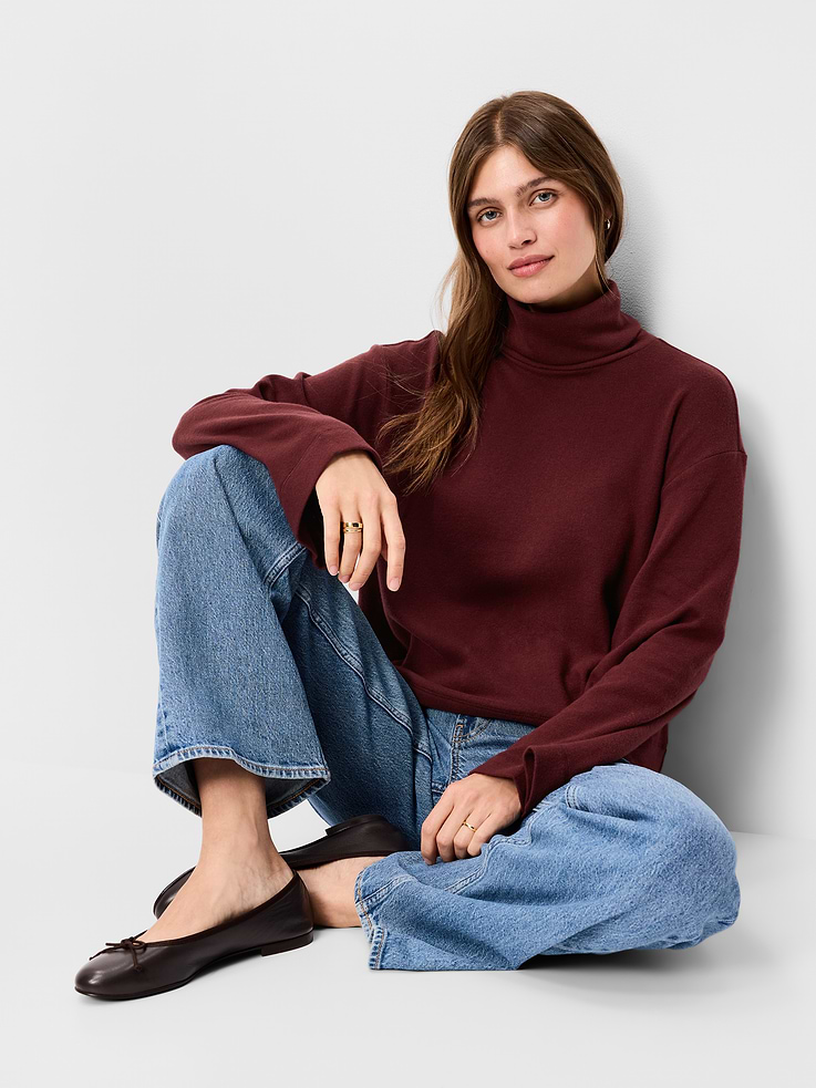 Image 3 of 9, Long-Sleeve Oversized Turtleneck Sweater