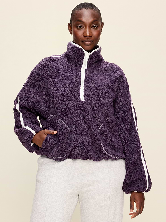 Loose Sherpa Quarter-Zip Pullover