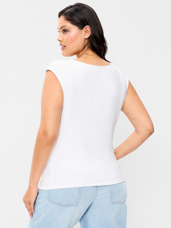 Gathered-Shoulder Rosette Top
