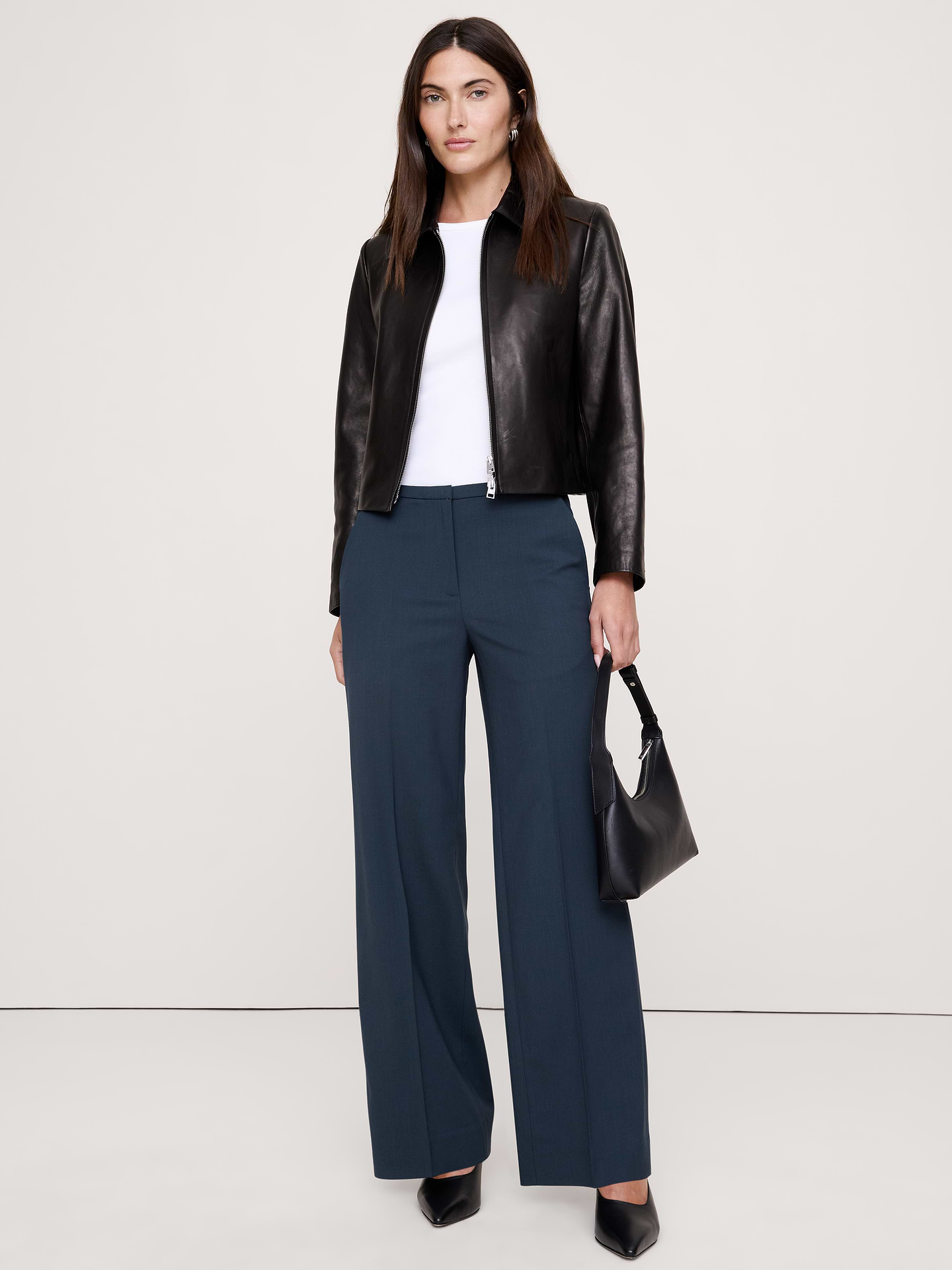 Image 1 of 8, We cut this pant for comfort with an elasticated waist and an easy pull-on design. For fabric, we reached for our Siena Italian wool—a customer favorite for its all-weather weight and hint of stretch—and added a fully functional zip fly for good measure., Mid-Rise Wide-Leg Fit: Relaxed through hip and thigh with a wide leg. Full length., Elastic waist at back., Zip fly with hook-and-bar closure., Unlined., Product #1189257