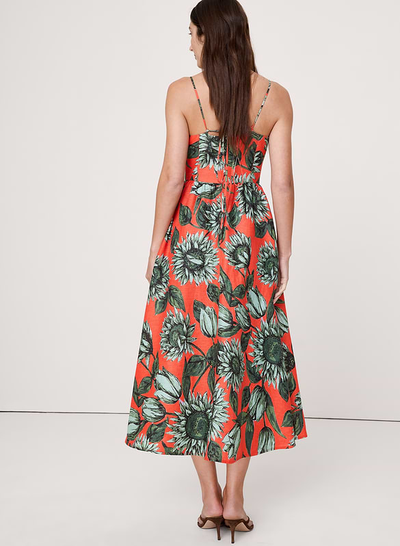 Robe corset boutonnée en lin