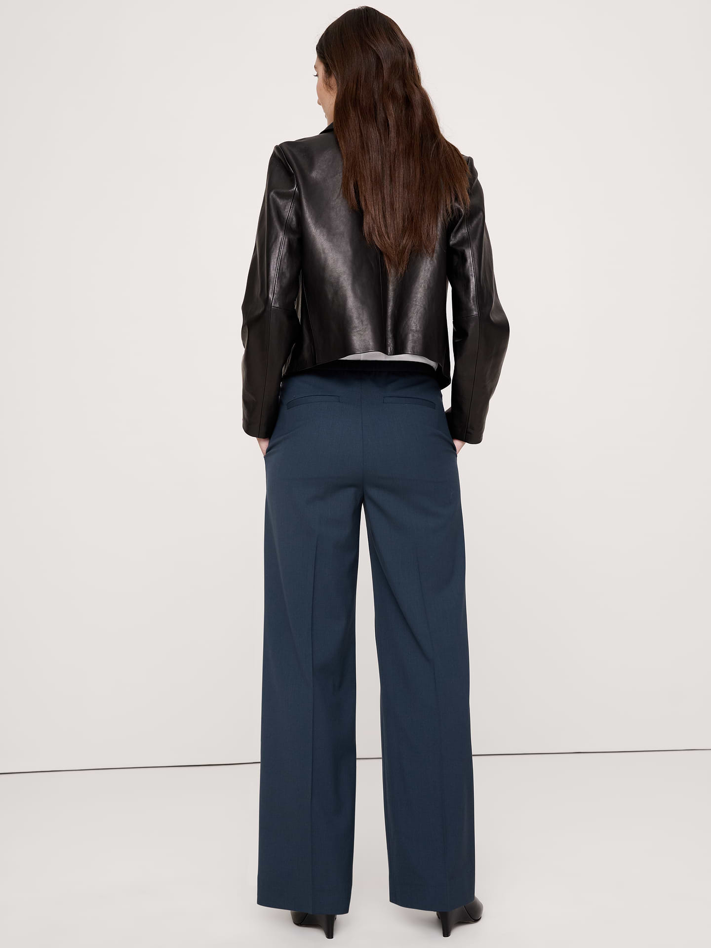 Image 8 of 8, Mid-Rise Wide-Leg Italian Lightweight Wool Pant