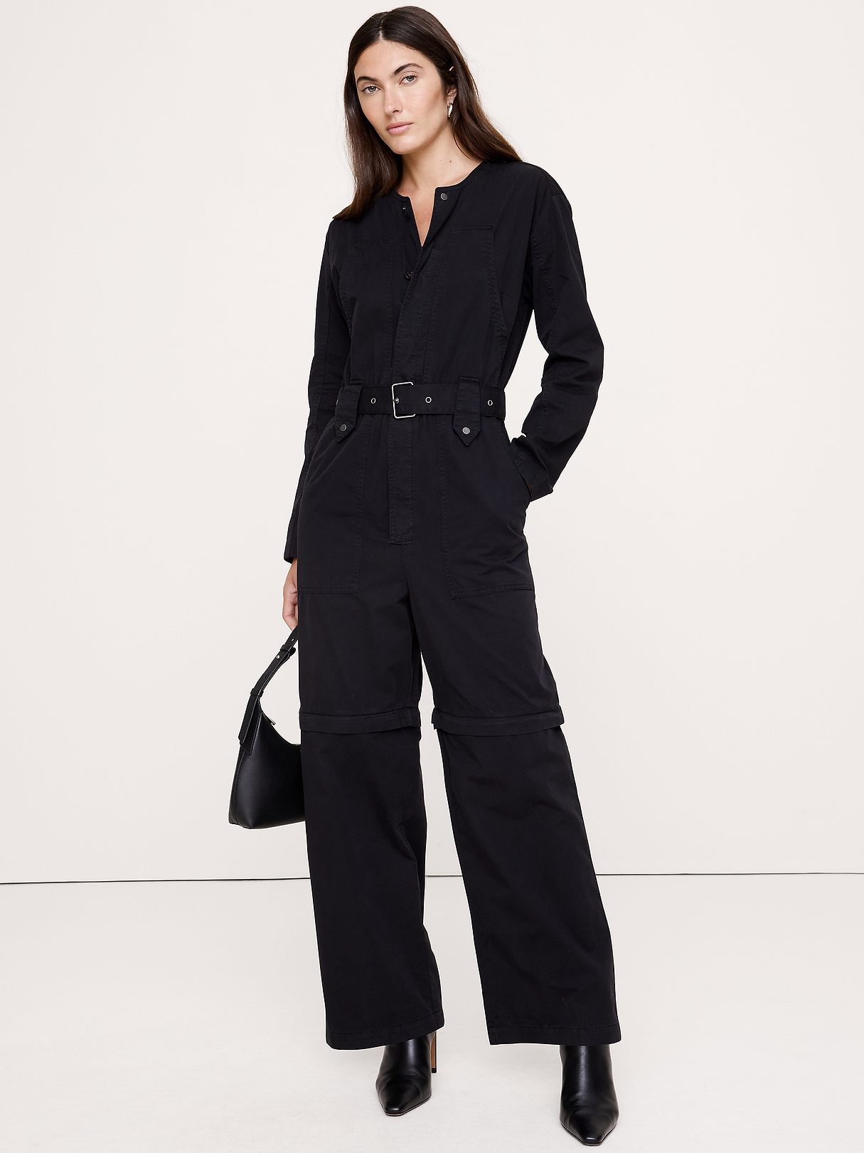 Oversized Cotton Twill Utility Jumpsuit | Banana Republic