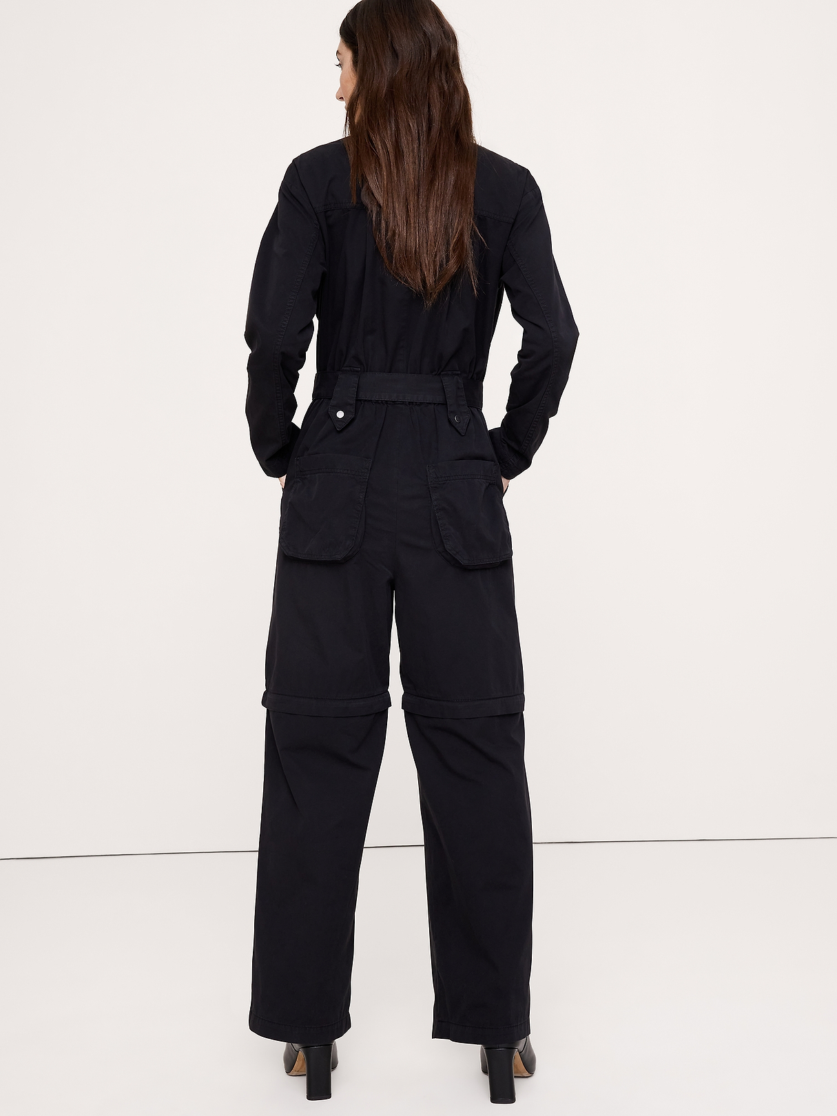 Oversized Cotton Twill Utility Jumpsuit | Banana Republic