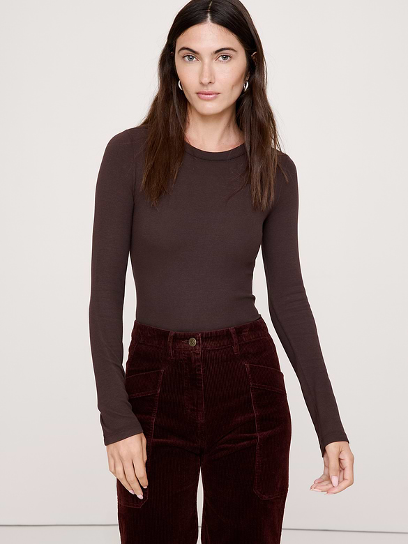 Ribbed Crew-Neck T-Shirt