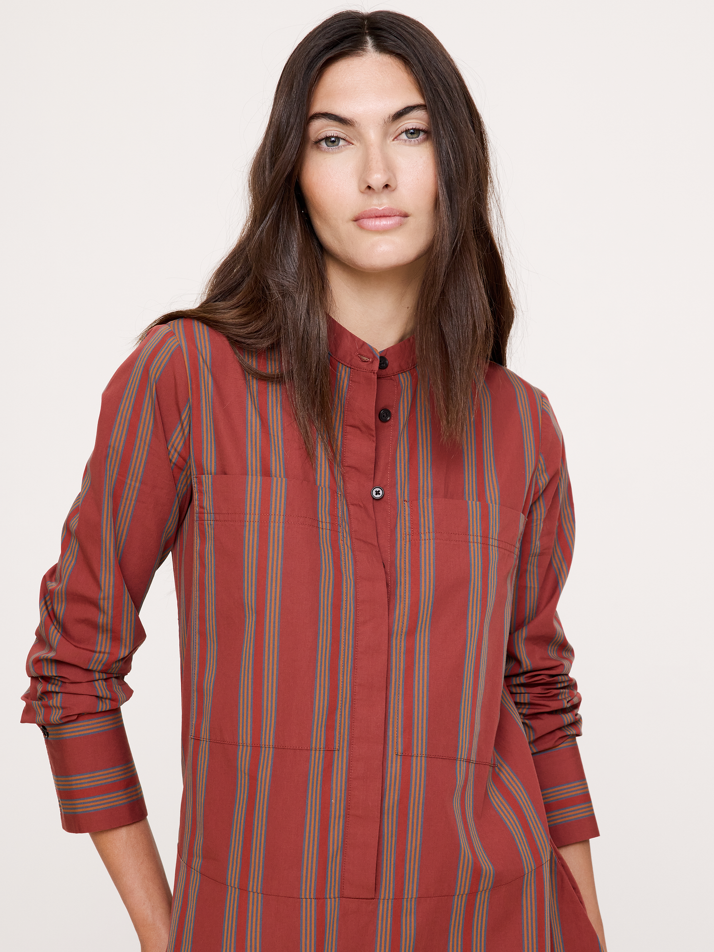 Image number 3 showing, Cotton Trapeze Mini Shirt Dress