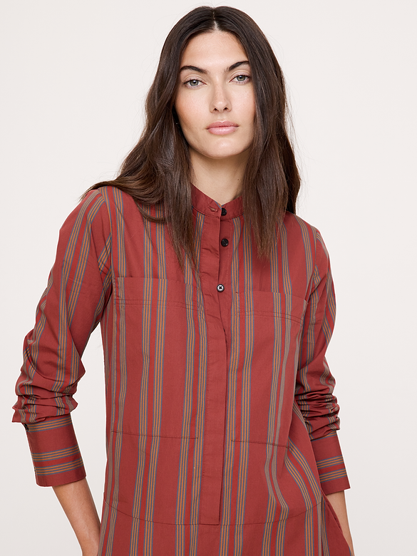 Cotton Trapeze Mini Shirt Dress