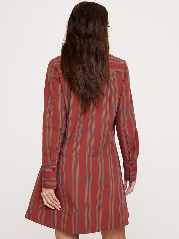 Cotton Trapeze Mini Shirt Dress