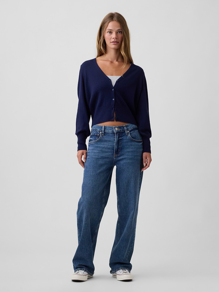 Image 3 of 5, CashSoft Cropped V-Neck Cardigan