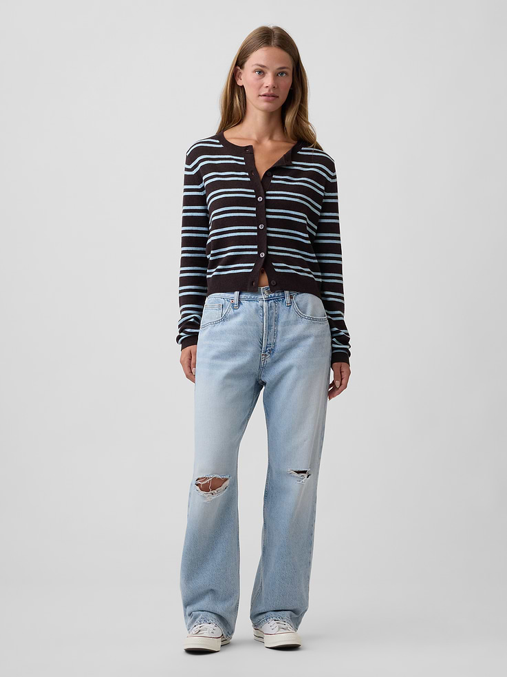 Image 3 of 5, CashSoft Cropped Crewneck Cardigan