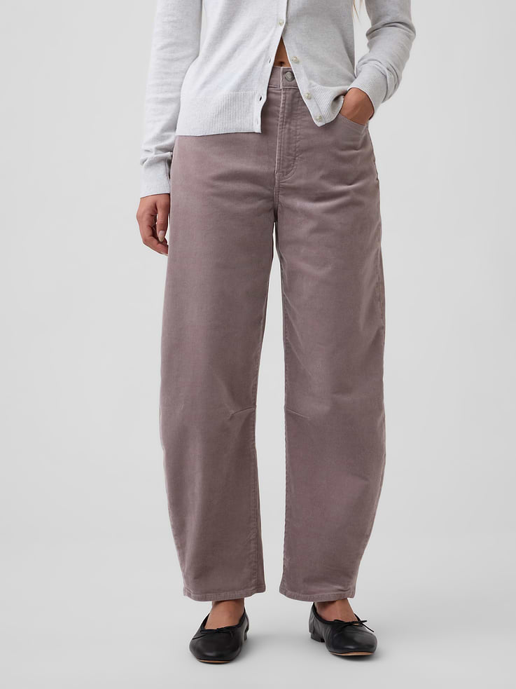 Image 2 of 7, High Rise Barrel Corduroy Pants