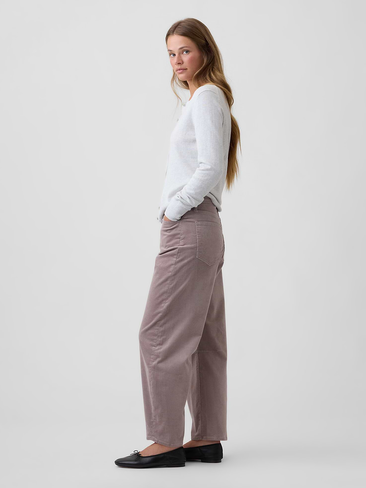 Image 3 of 7, High Rise Barrel Corduroy Pants
