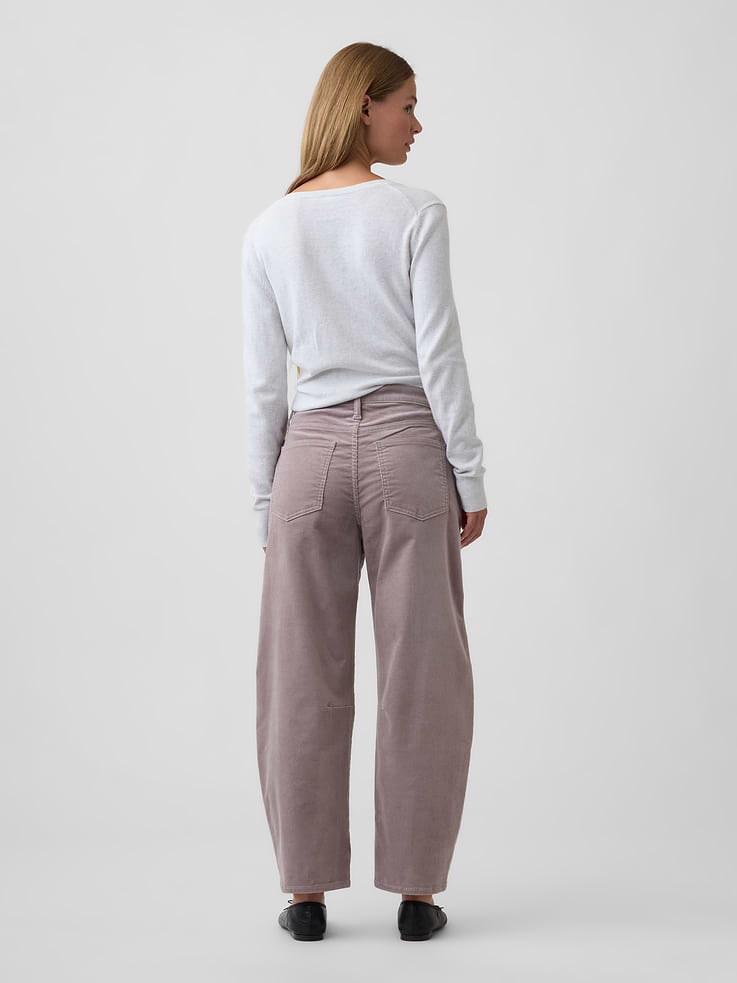 Image 4 of 7, High Rise Barrel Corduroy Pants