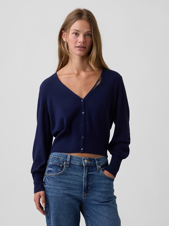 CashSoft Cropped V-Neck Cardigan