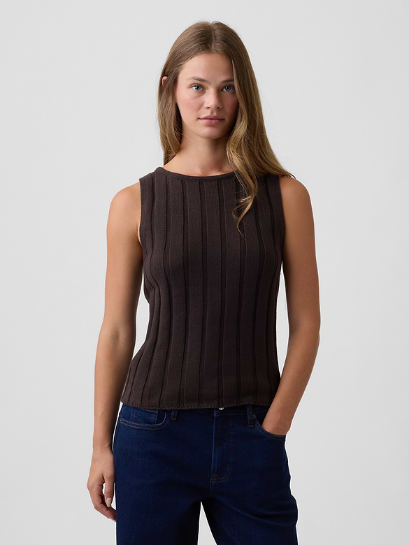 Ribbed Boatneck Sweater Top