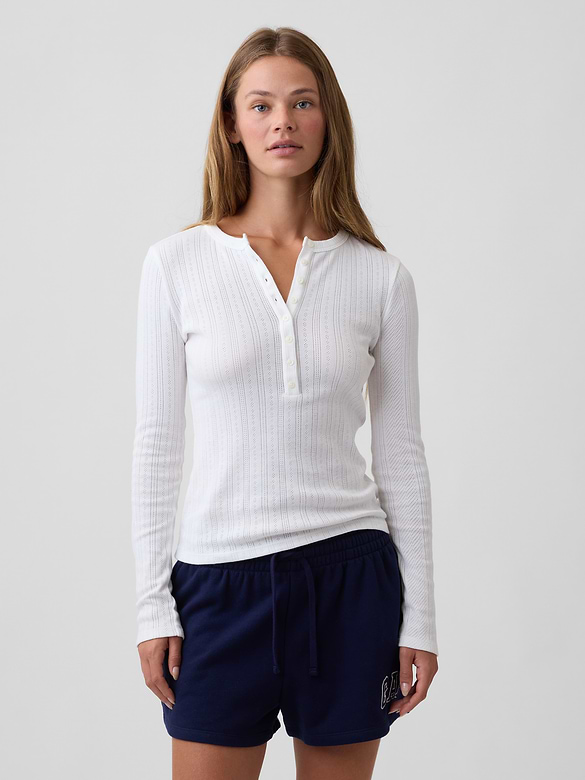 Pointelle Henley T-Shirt