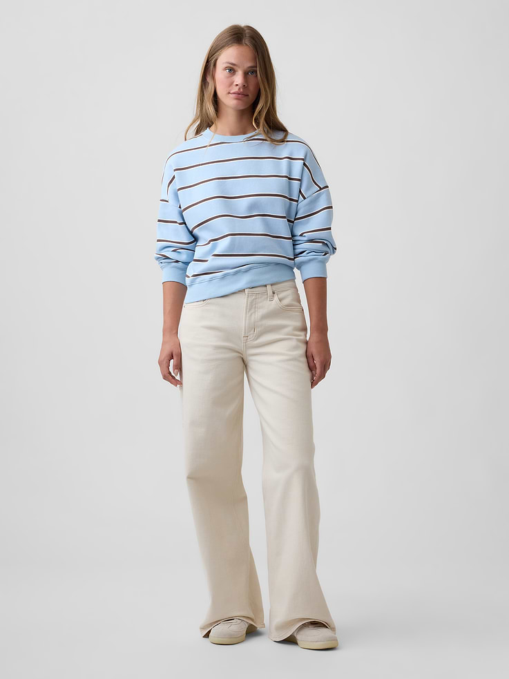 Image 3 of 5, Relaxed Cropped Crewneck Sweatshirt