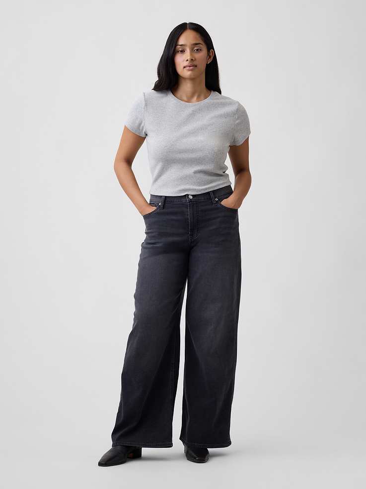 Image number 1 showing, Mid Rise Wide-Leg Sweatpant Jeans