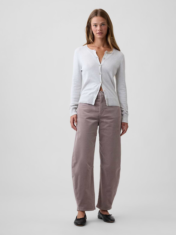 High Rise Barrel Corduroy Pants