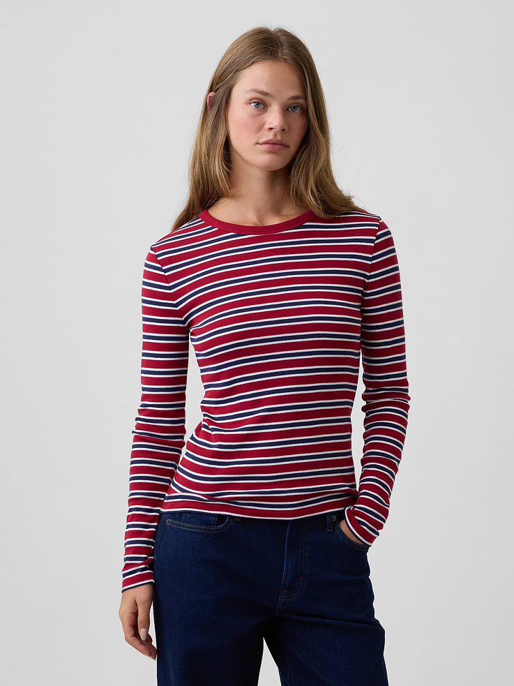 Image 1 of 5, Soft ribbed knit., Long sleeves., Crewneck., Select styles have allover print or stripes., Product #1179570