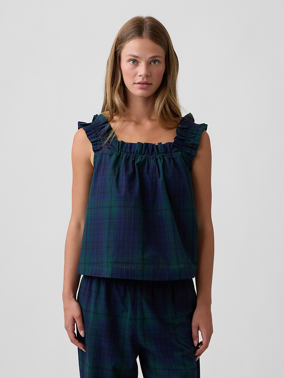 Poplin Ruffle PJ Top