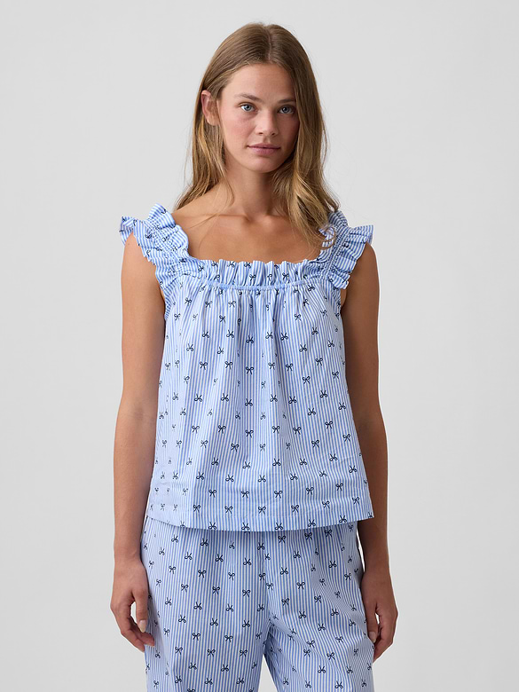 Poplin Ruffle PJ Top