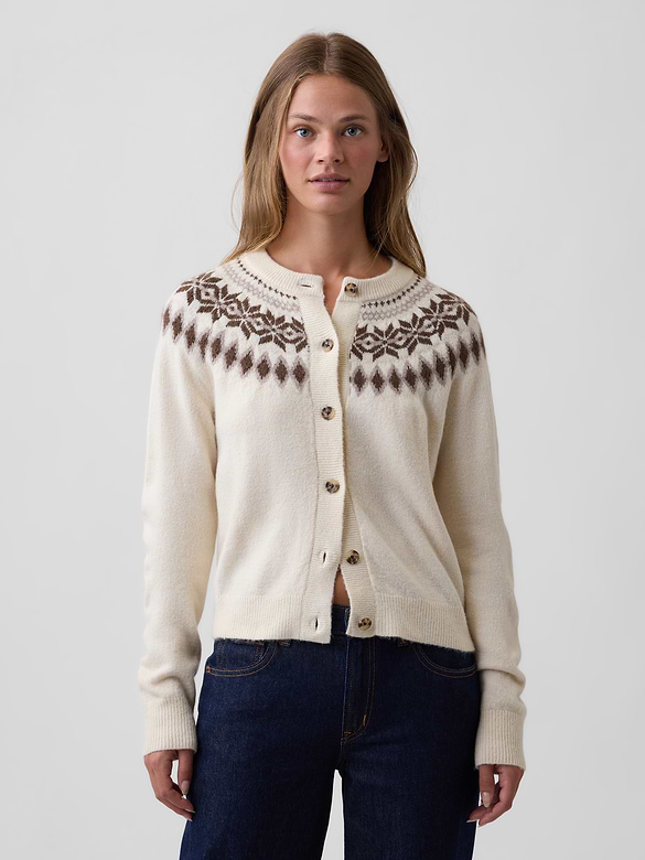 Fair Isle Lightweight Crewneck Cardigan