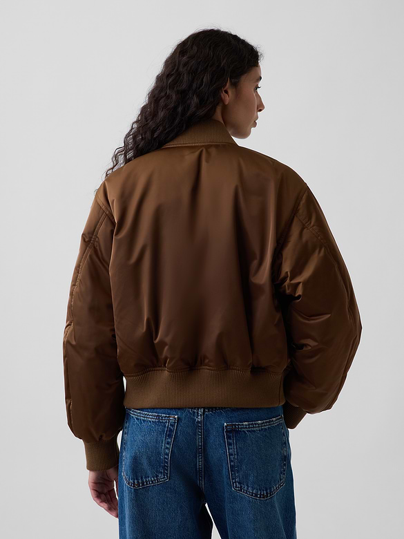 Padded Satin Bomber Jacket