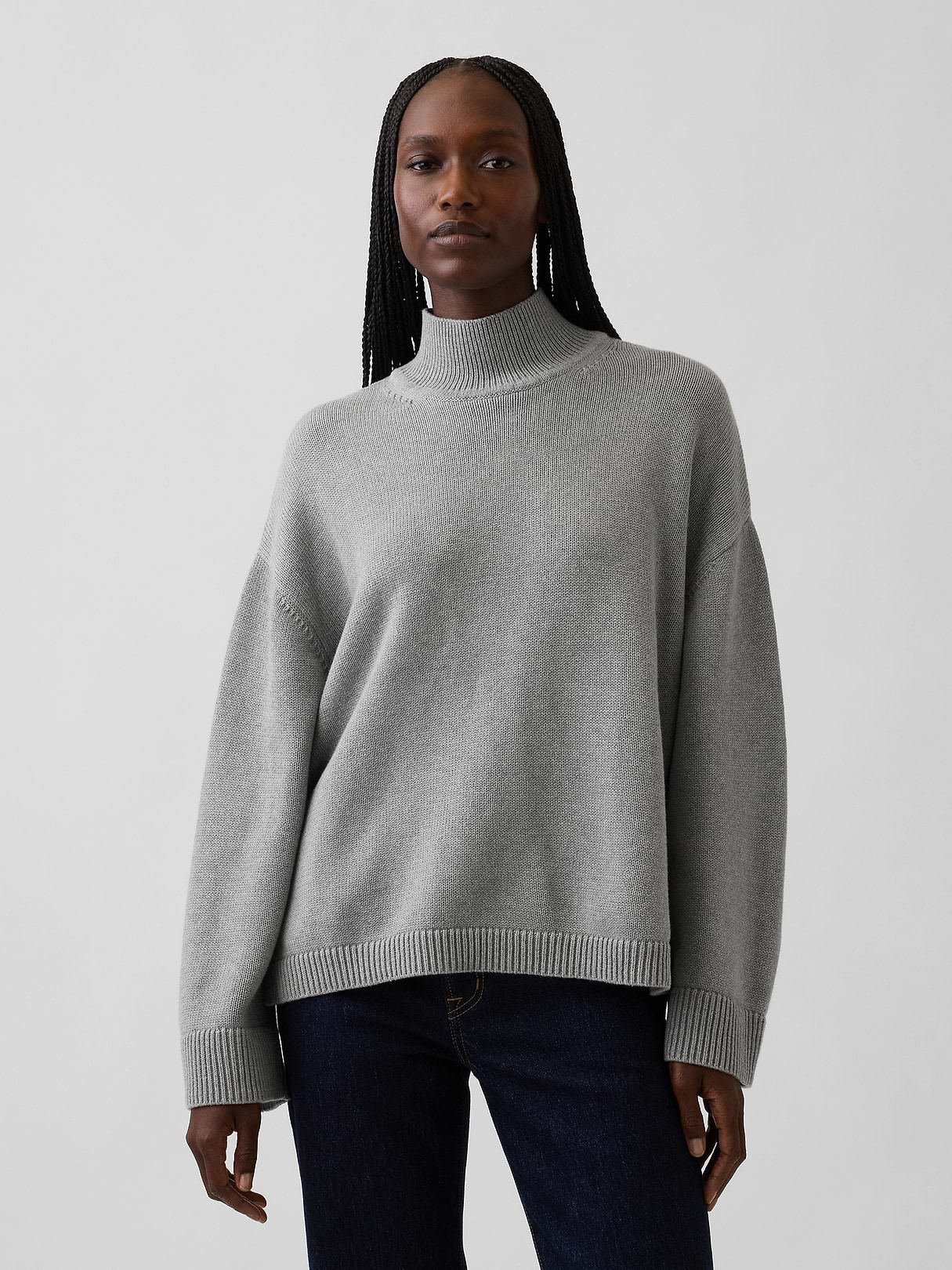 100% Cotton Oversized Mockneck Sweater | Gap