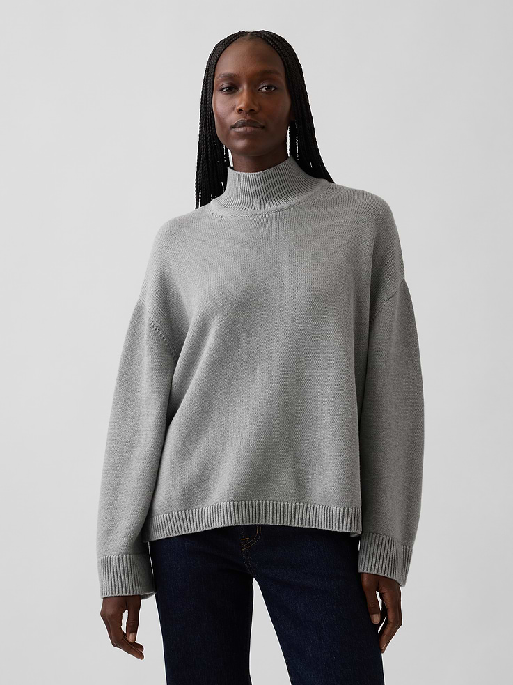 Image number 1 showing, 100% Cotton Oversized Turtleneck Sweater