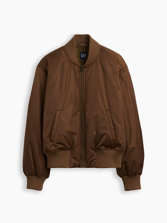 Padded Satin Bomber Jacket