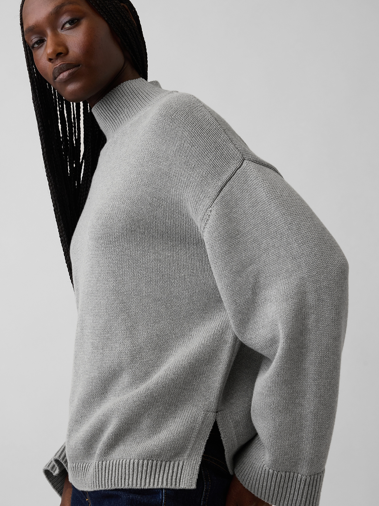 100% Cotton Oversized Mockneck Sweater | Gap
