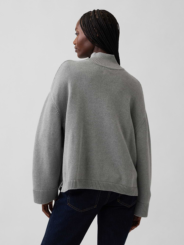 Image number 3 showing, 100% Cotton Oversized Turtleneck Sweater