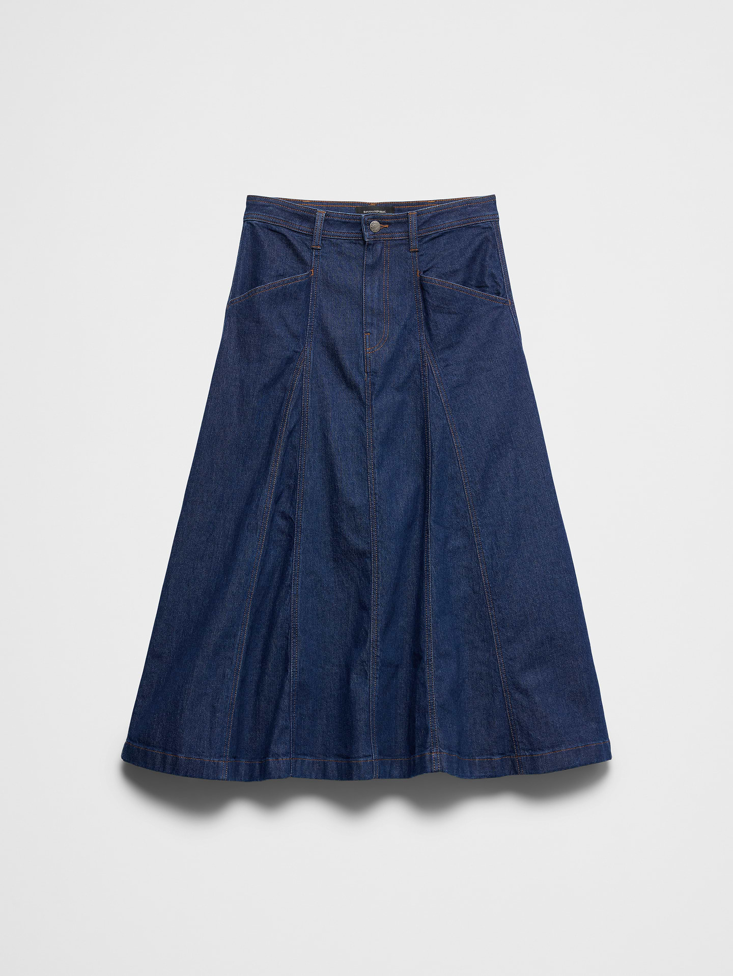 Image number 4 showing, Denim Seamed Paneled Midi Skirt