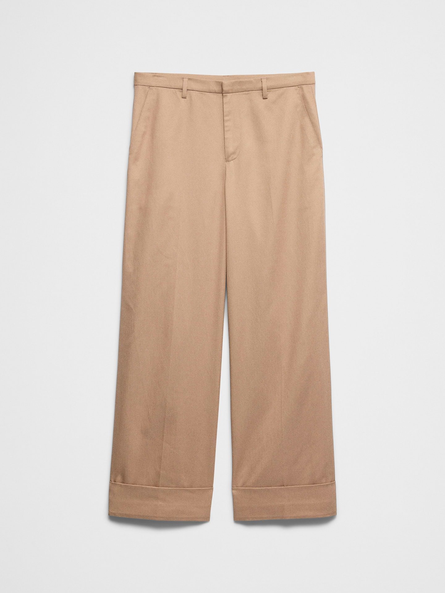 Image number 8 showing, Wide-Leg Mid-Rise Drapey Twill Cuffed Pant