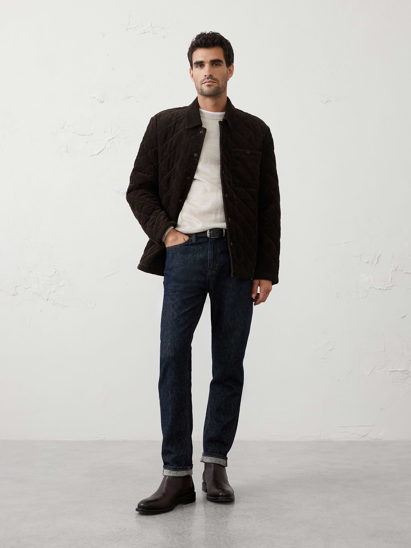 Image number 1 showing, Corduroy Quilted Shirt Jacket