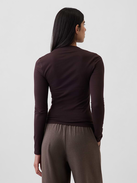 CloseKnit Jersey Funnel-Neck Ruched T-Shirt
