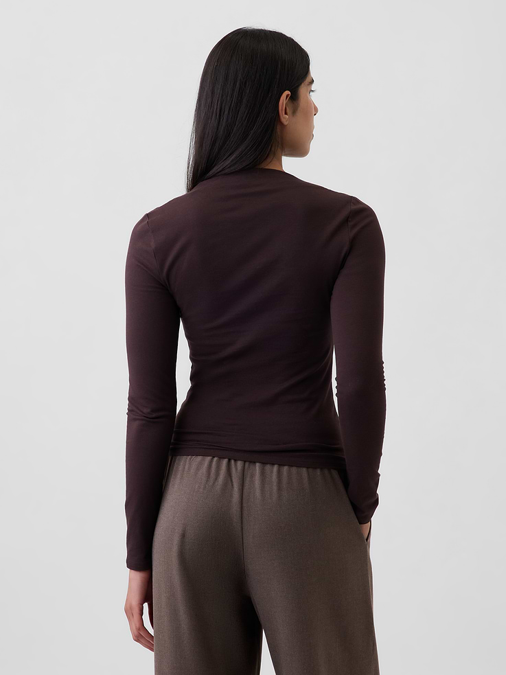 Image number 3 showing, CloseKnit Jersey Funnel-Neck Ruched T-Shirt