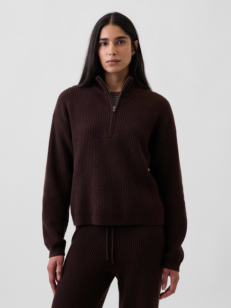 Image number 1 showing, CashSoft Oversized Half-Zip Pullover