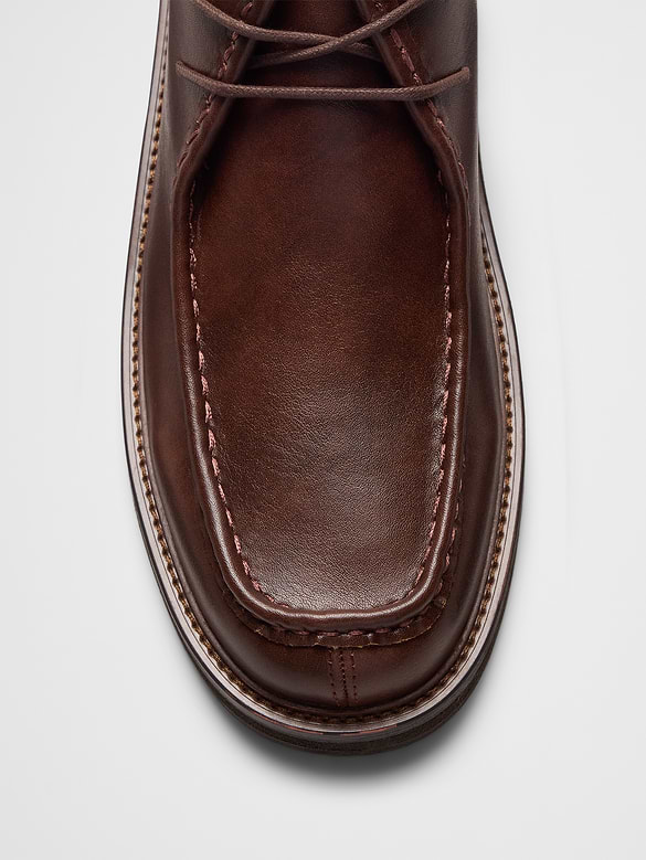 Vegan Leather Moc Toe Chukka
