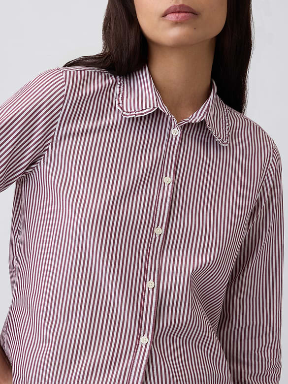 Classic Ruffle-Collar Cotton Shirt