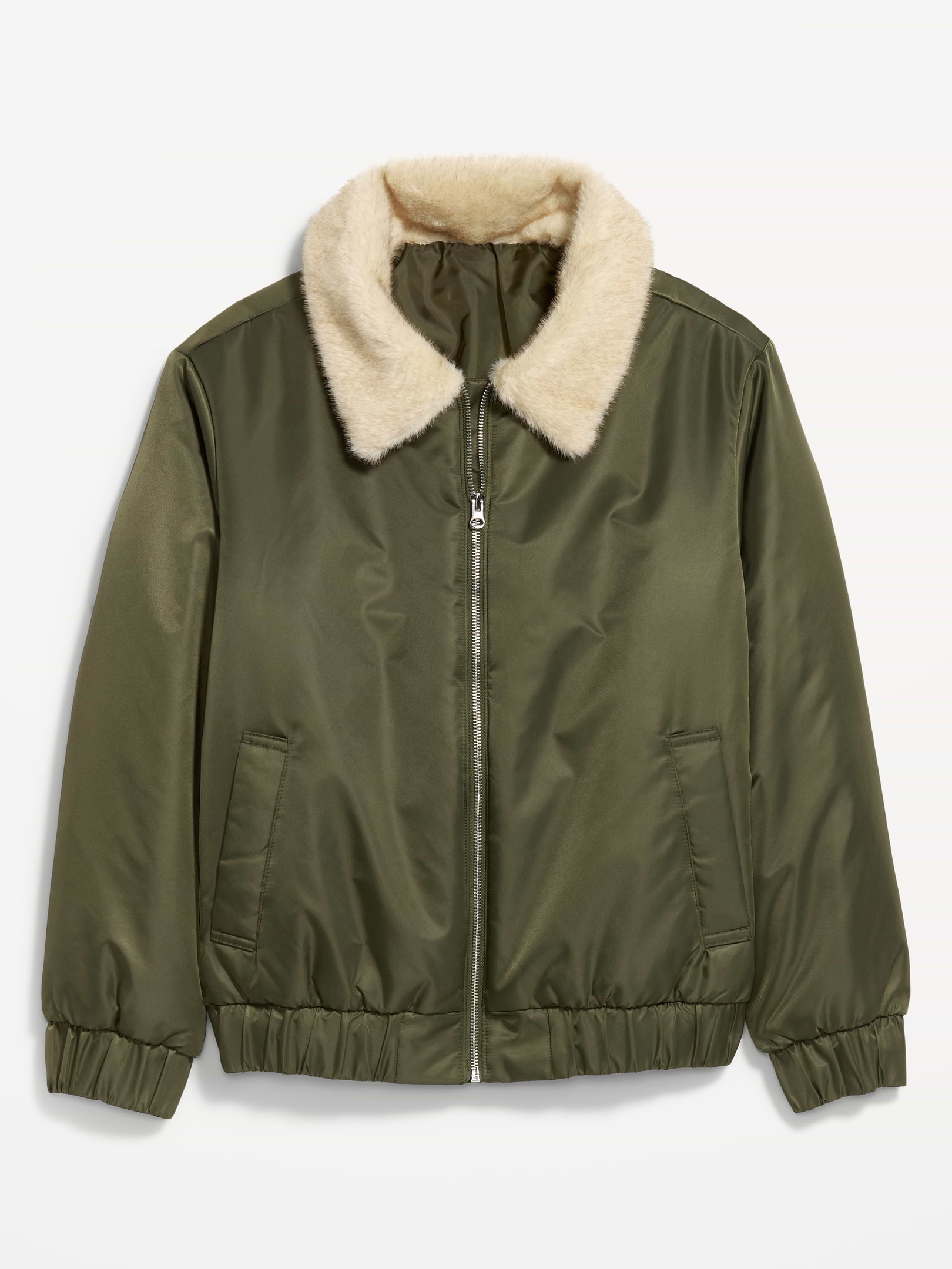 Faux-Fur Collar Utility Bomber Jacket | Old Navy
