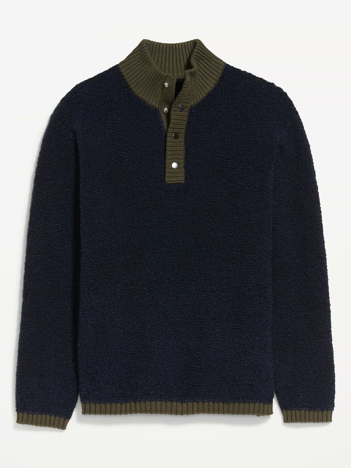 Image 3 of 3, Wool-Blend Snap-Button Pullover Sweater