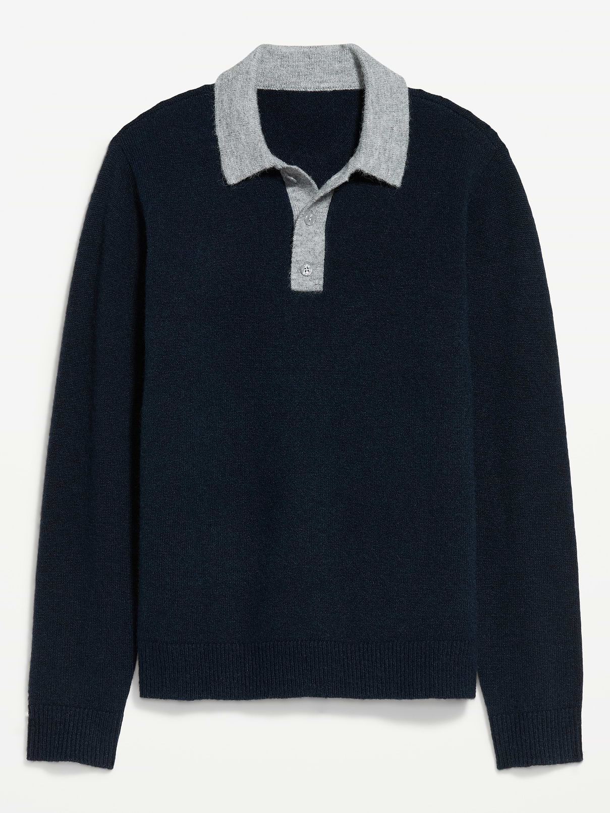 Image 3 of 3, Long-Sleeve Wool-Blend Polo Sweater
