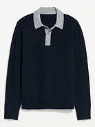 Image 3 of 3, Long-Sleeve Wool-Blend Polo Sweater