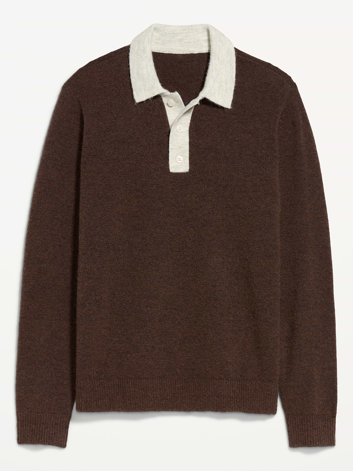 Image 3 of 3, Long-Sleeve Wool-Blend Polo Sweater