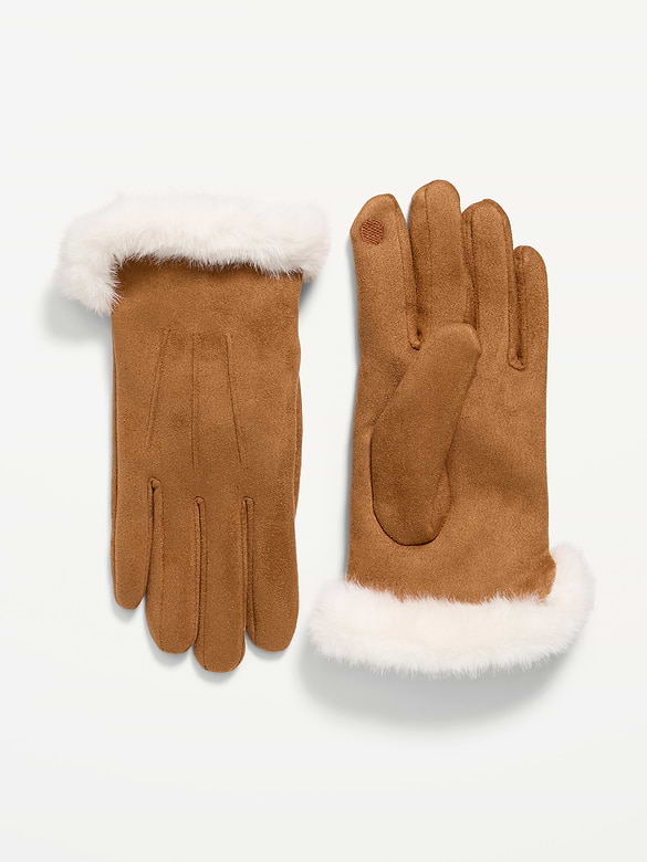 Faux-Suede Gloves for Women
