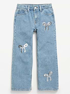 Image 4 of 5, High-Waisted Baggy Embellished Wide-Leg Jeans for Girls